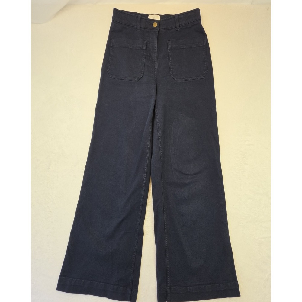 Caslon Wide Leg Jeans Womens 4 Dark Wash High Rise Patch Pocket Trouser Denim - Picture 3 of 11